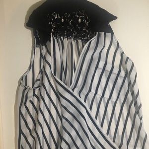 Black and white striped blouse